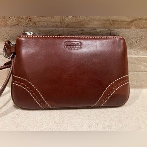 Coach Rich Brown Leather Wristlet